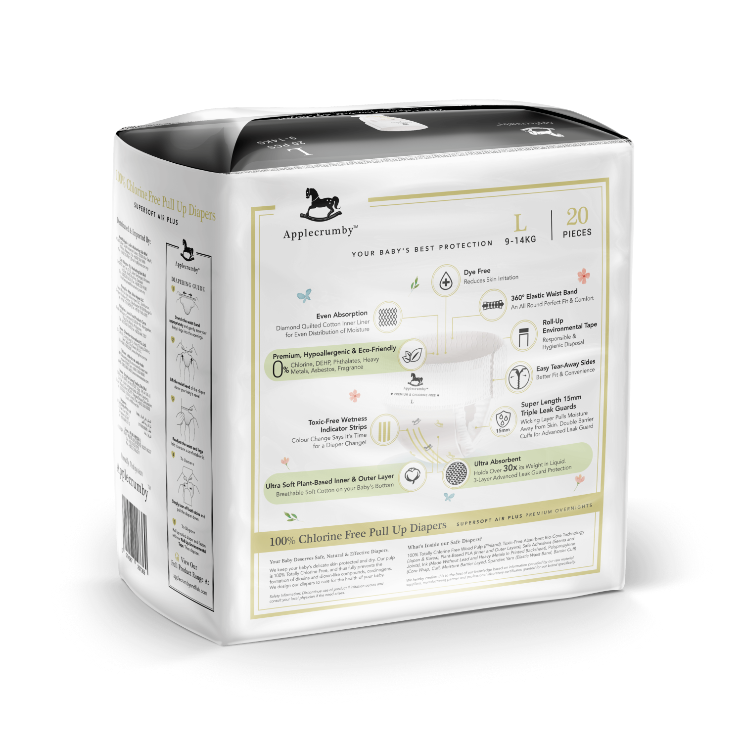 Applecrumby™ Chlorine Free Premium Baby Pull Ups Diapers L20